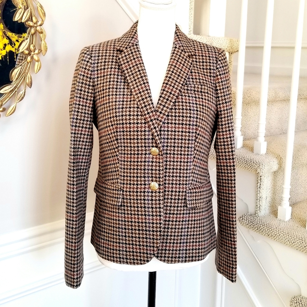 🆕️ J CREW Houndstooth Schoolboy Blazer Brown - Picture 8 of 8
